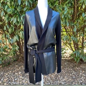 Susana Monaco wool blend and leather cardigan sweater